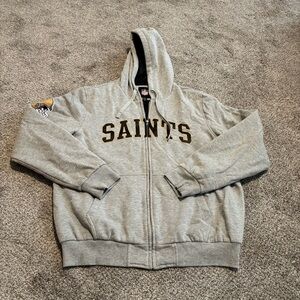 NFL Saints Gray Zip-Up Sweater